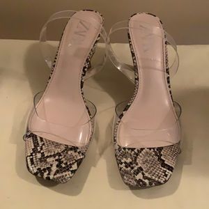 Zara Clear/Snakeprint Siding Sandals